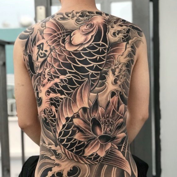 Koi tattoo full back