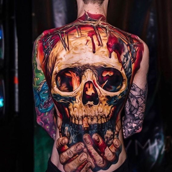 skull color tattoo