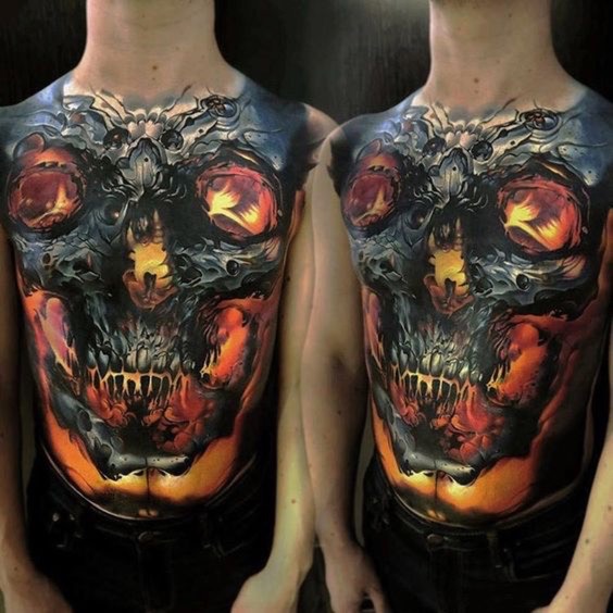 skull lava tattoo