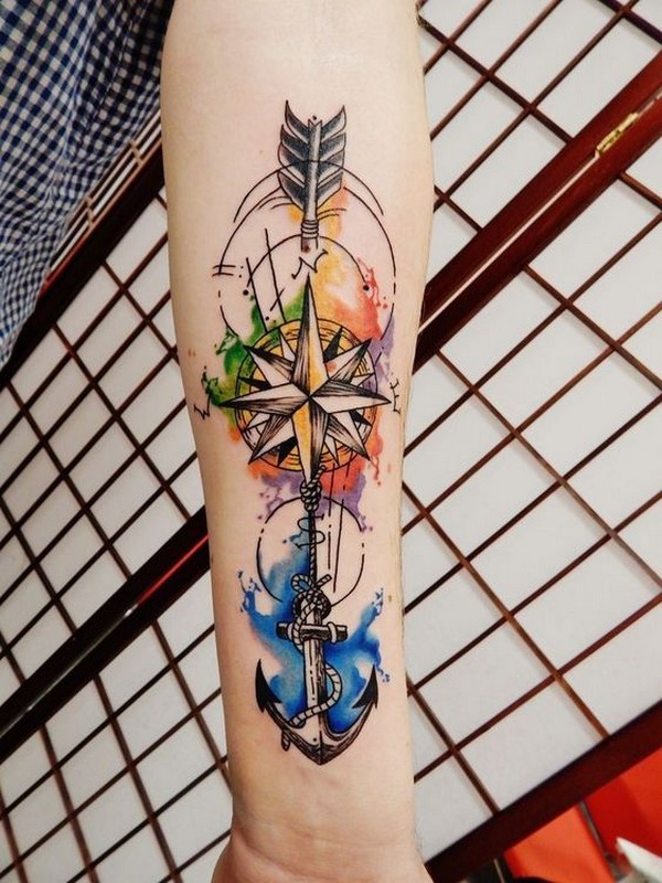 anchor watercolor tattoo