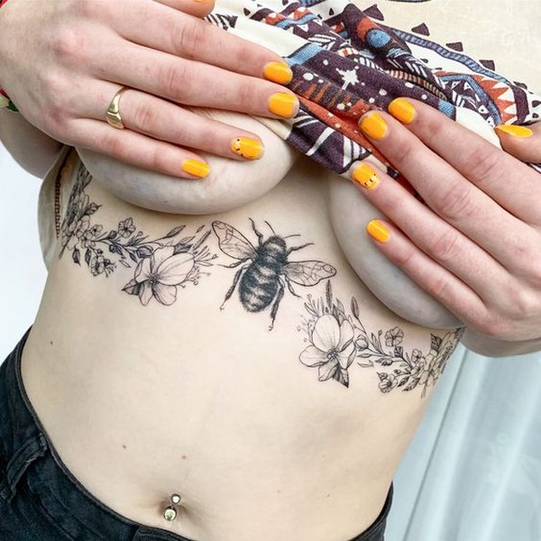 bee tattoo chest