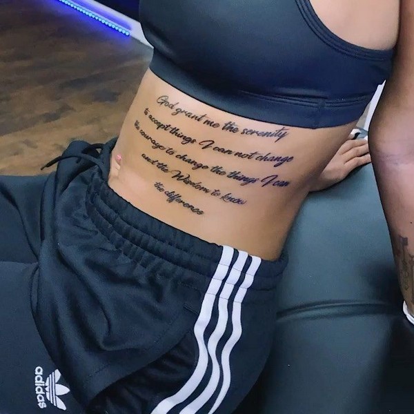 belly word tattoo