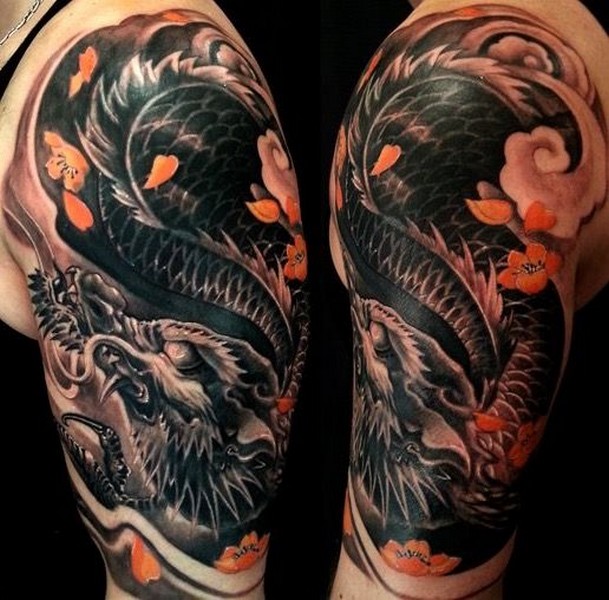 black dragon tattoo hand
