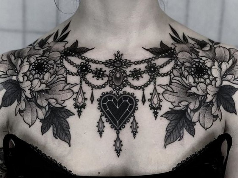 black flower tattoo