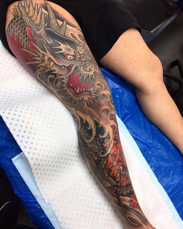 dragon peony tattoo