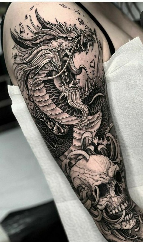 dragon skull tattoo
