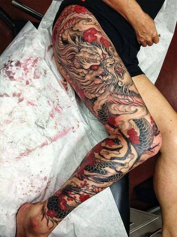 dragon tattoo full leg