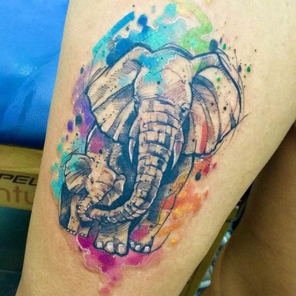 elephant tattoo watercolor