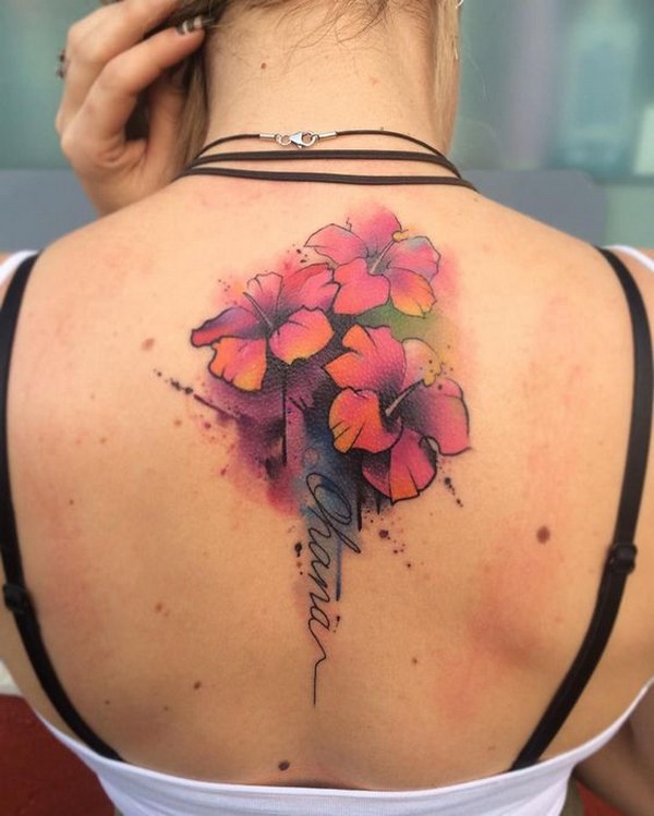 flower word watercolor tattoo