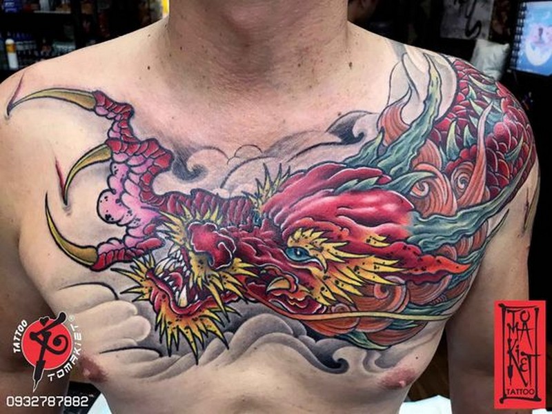 full chest tattoo dragon