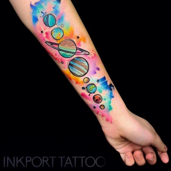 galaxy watercolor tattoo