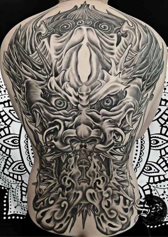 grey tattoo dragon