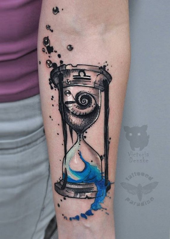 hourglass watercolor tattoo