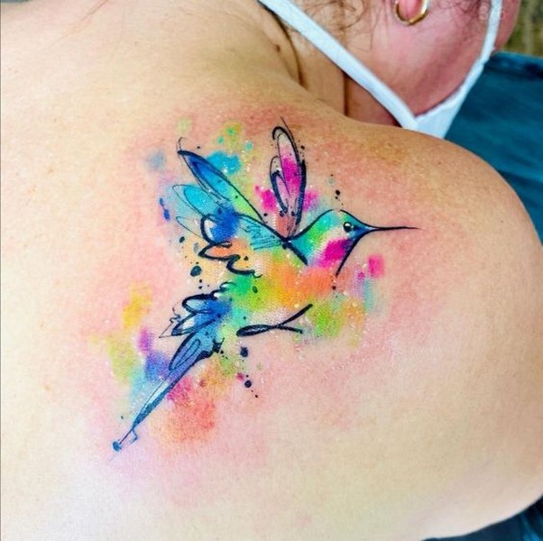 hummingbird watercolor tattoo