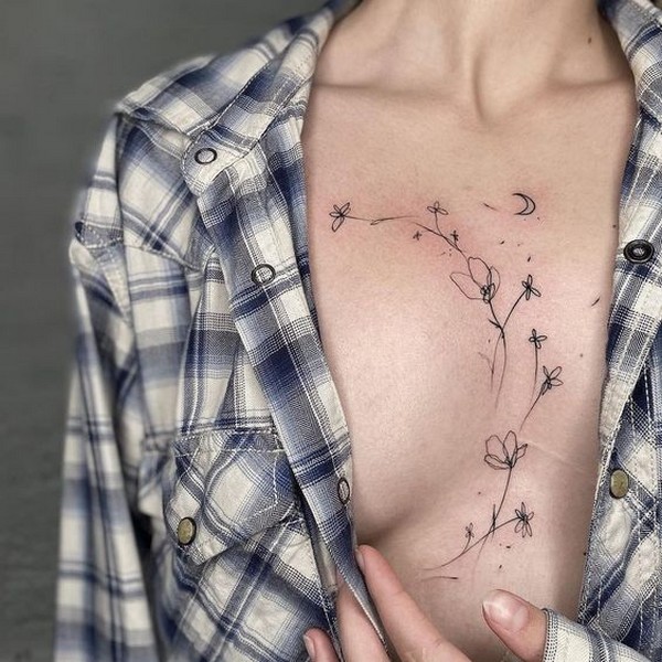 leaf chest tattoo