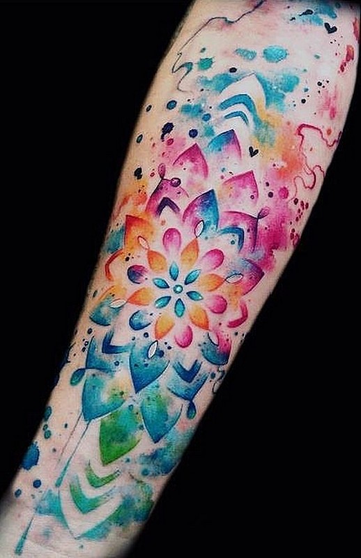mandala watercolor tattoo