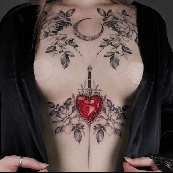 moon tattoo chest