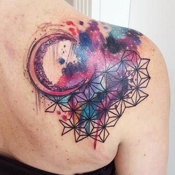 moon watercolor tattoo