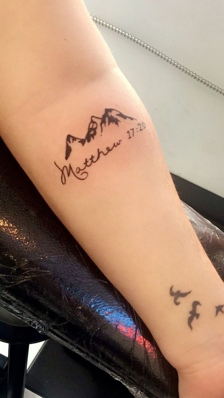 mountain word tattoo