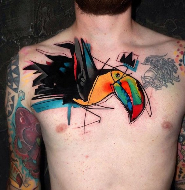 parrot watercolor tattoo
