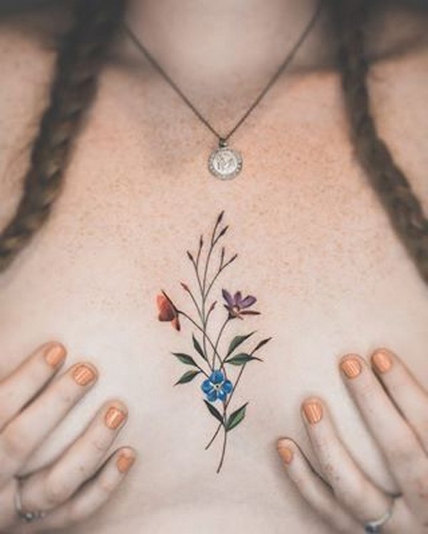 sexy flower tattoo chest
