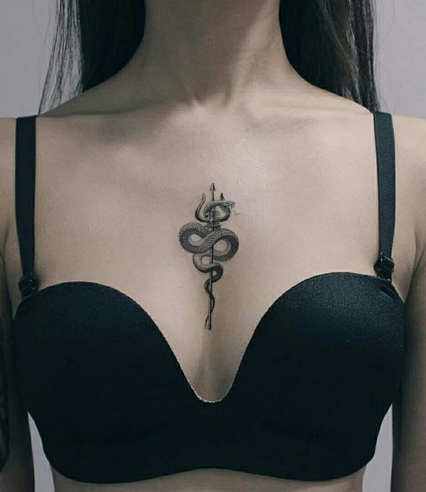snake mini tattoo chest
