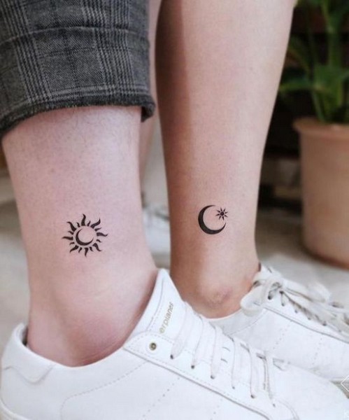 sun moon mini tattoo