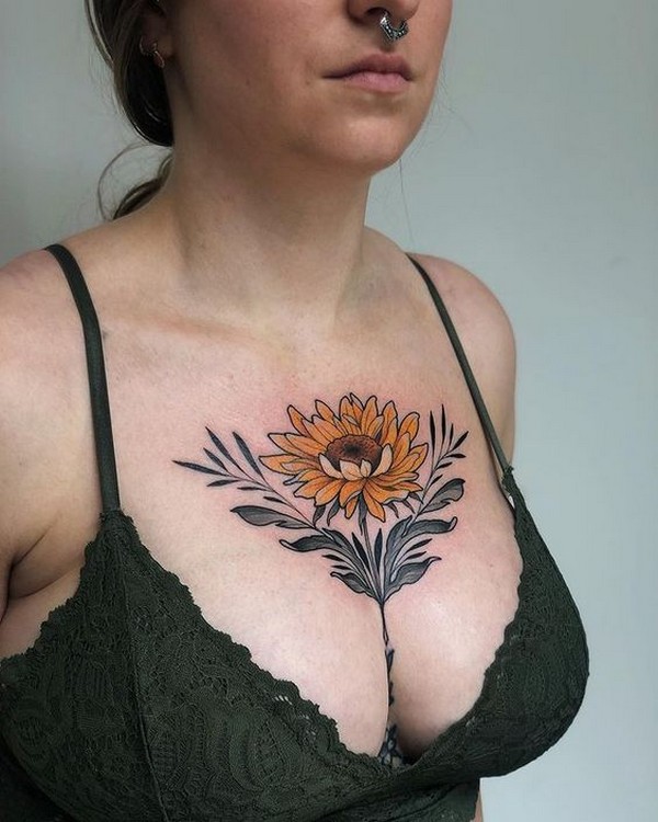 sunflower tattoo big chest