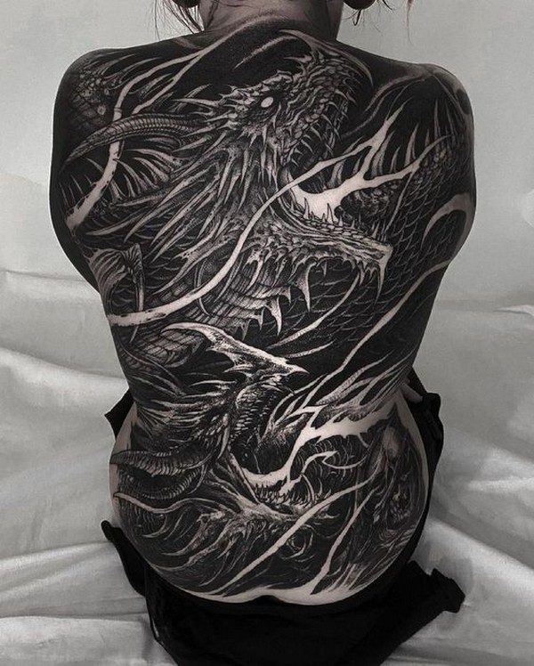tattoo dragon blackwork