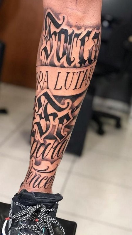 tattoo word leg