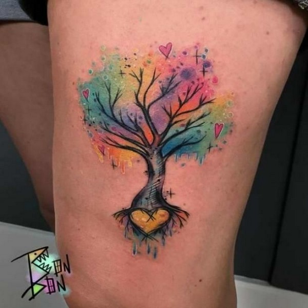 tree watercolor tattoo