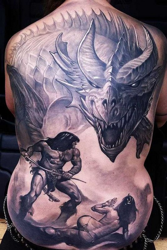 warrior dragon tattoo