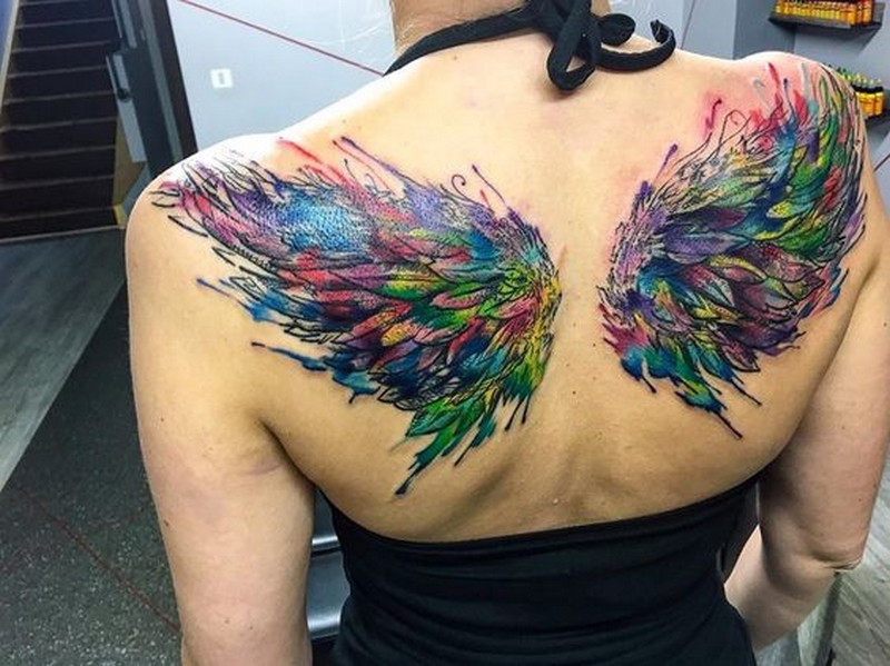 wing tattoo watercolor