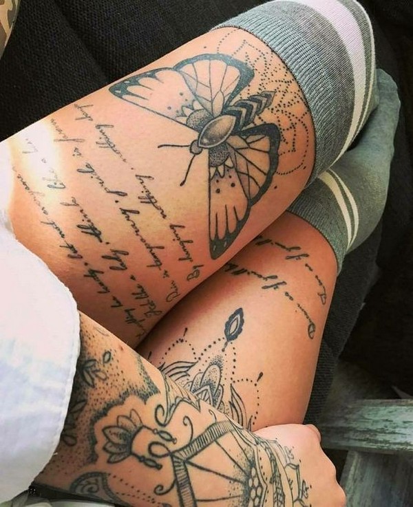word butterfly tattoo