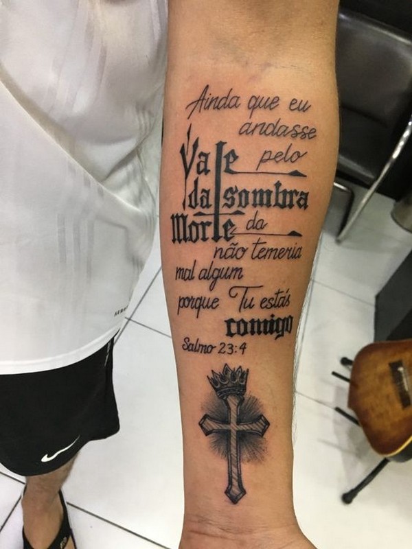 word cross tattoo