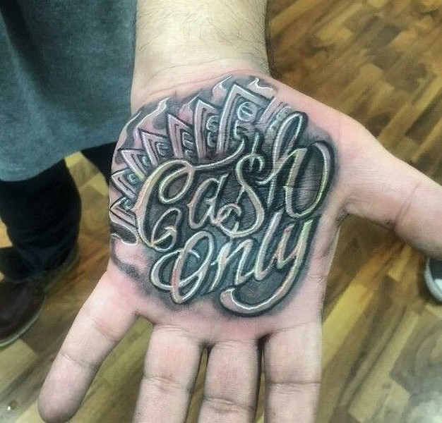 word hand tattoo