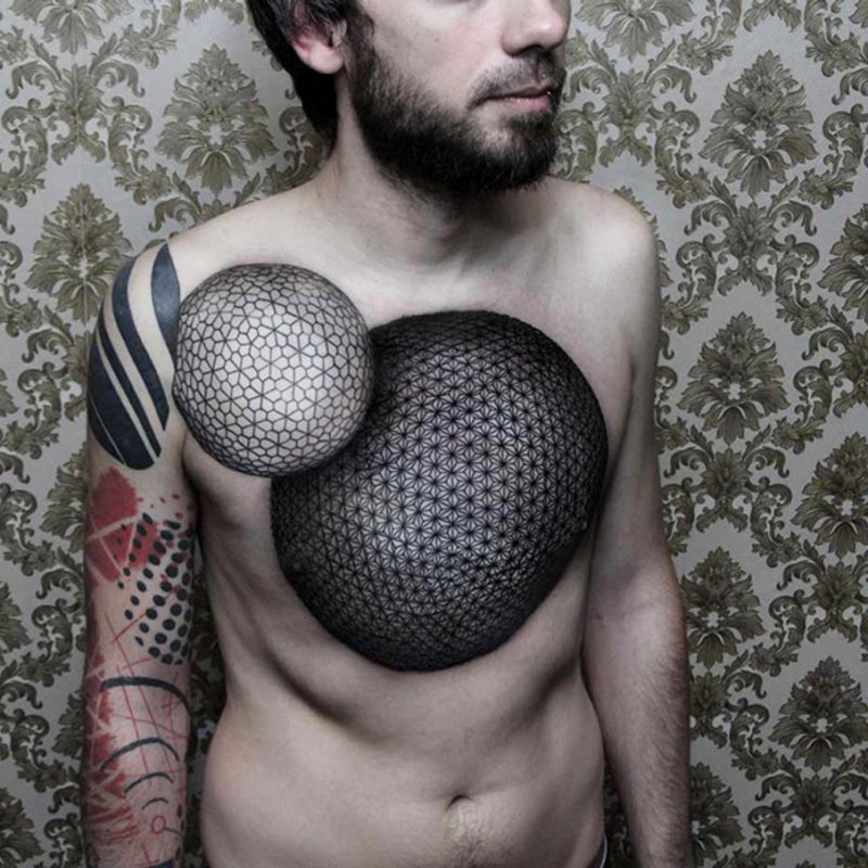 Chest Spheres Tattoo 3D