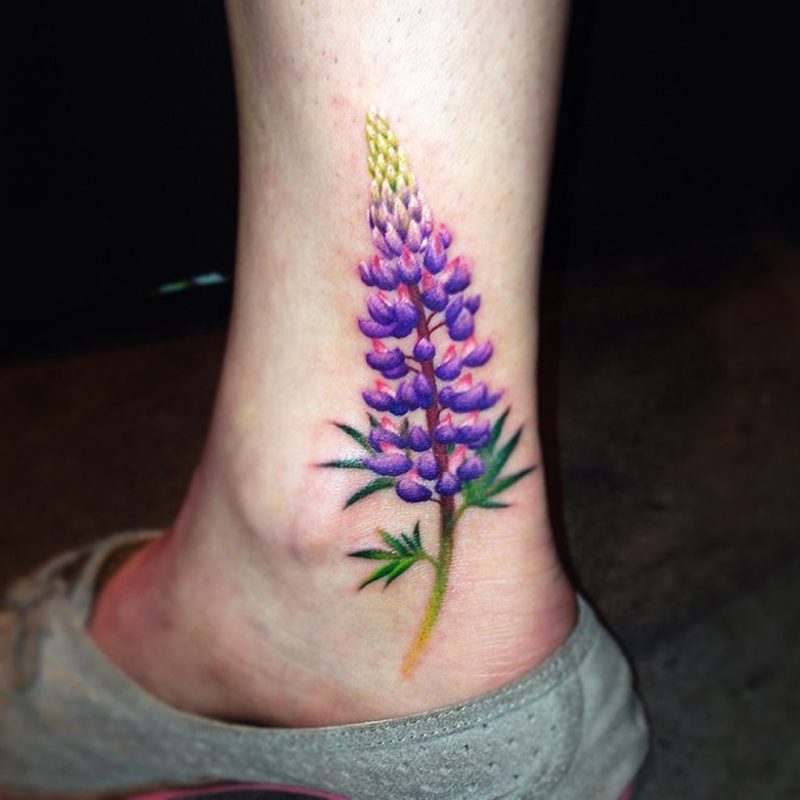 Pretty Lupin Flower Tattoo